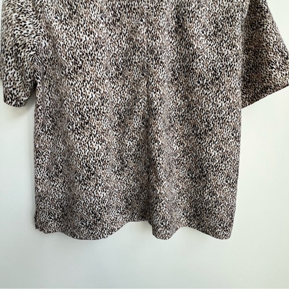 Talbots Animal Print Cheetah Print Short Sleeve Blouse Satin Keyhole 16 Petite - Picture 11 of 12